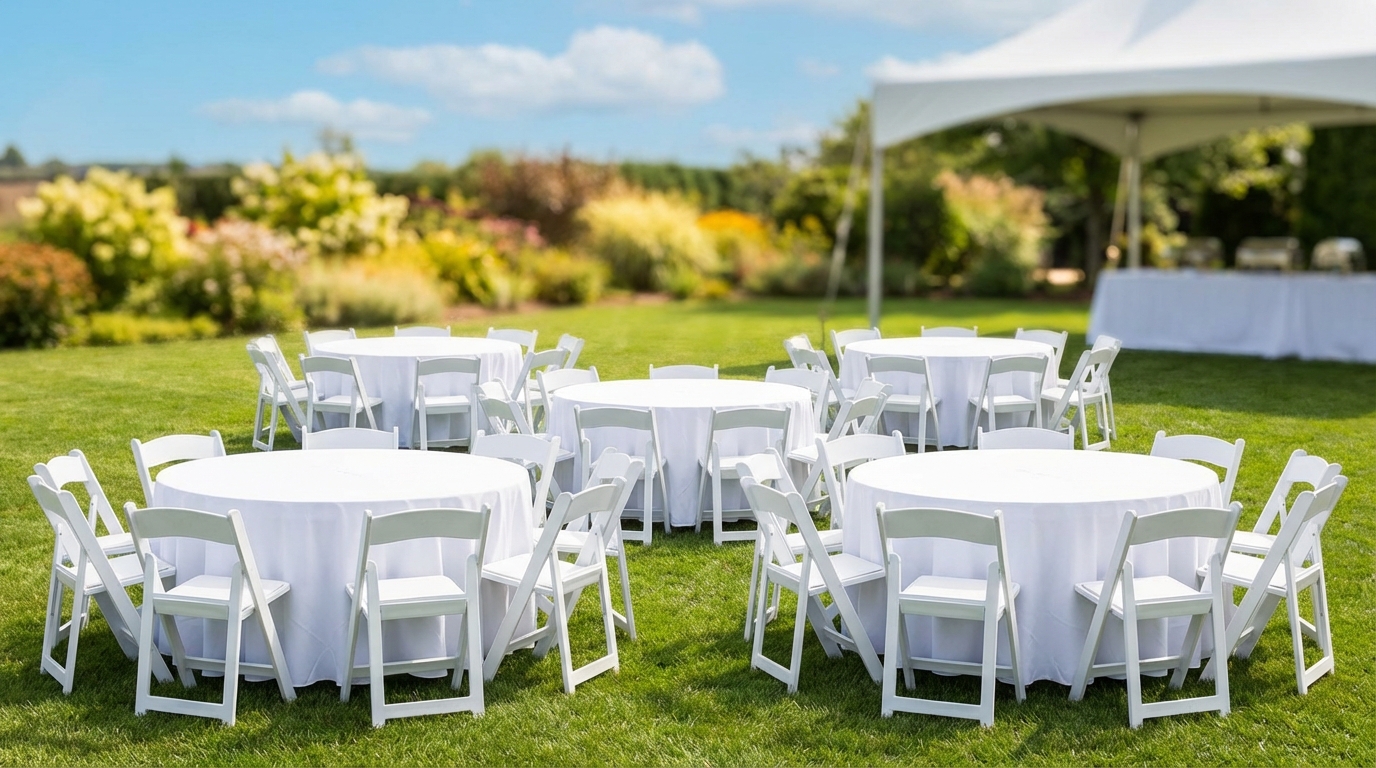 Tables and chairs setup