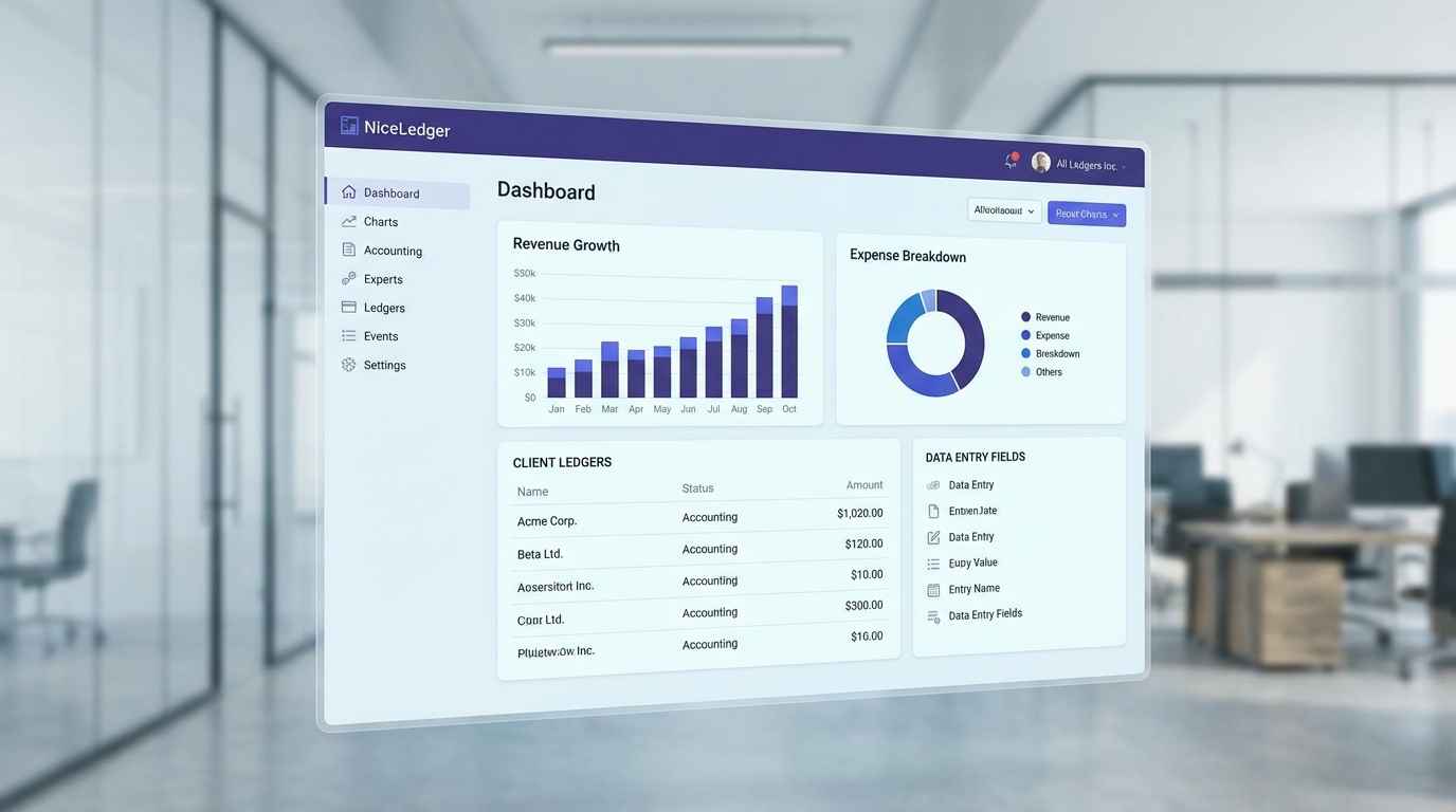 A clean and modern user interface of the NiceLedger accounting software