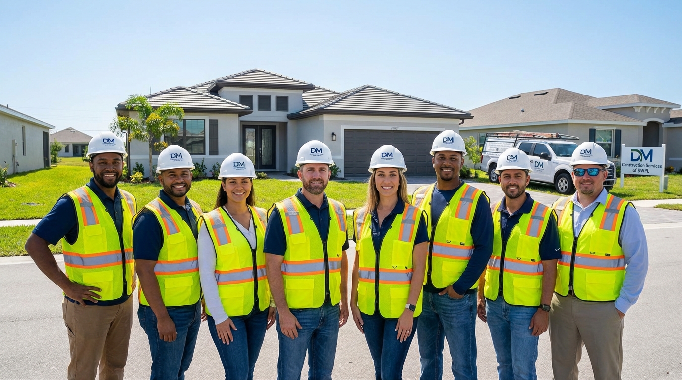 Team of DM Construction Services of SWFL in front of a completed project