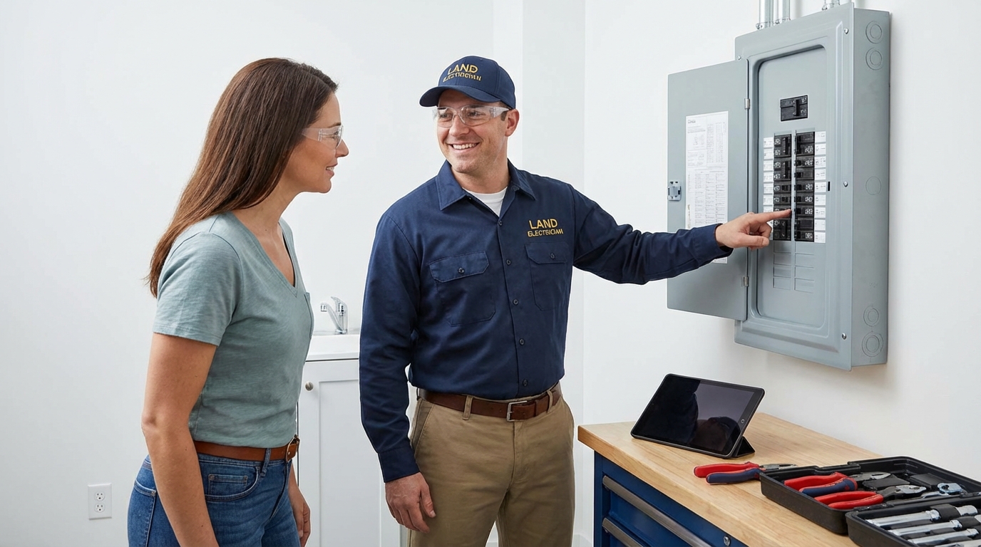 Professional electrician working on a residential project.