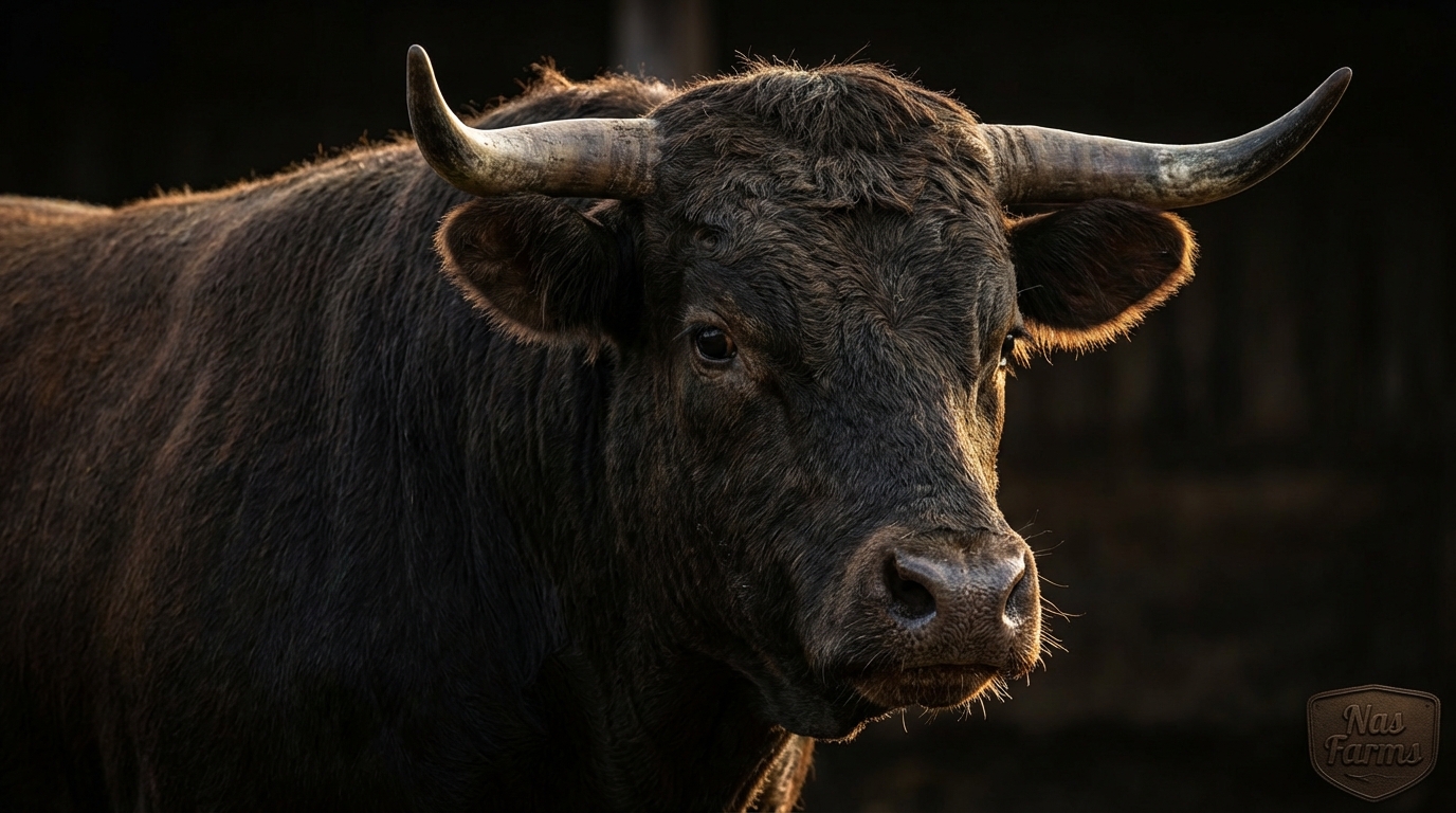 Highland cow dark portrait