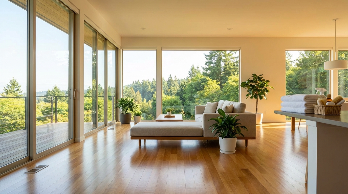 A stunning, bright and impeccably clean modern living room.