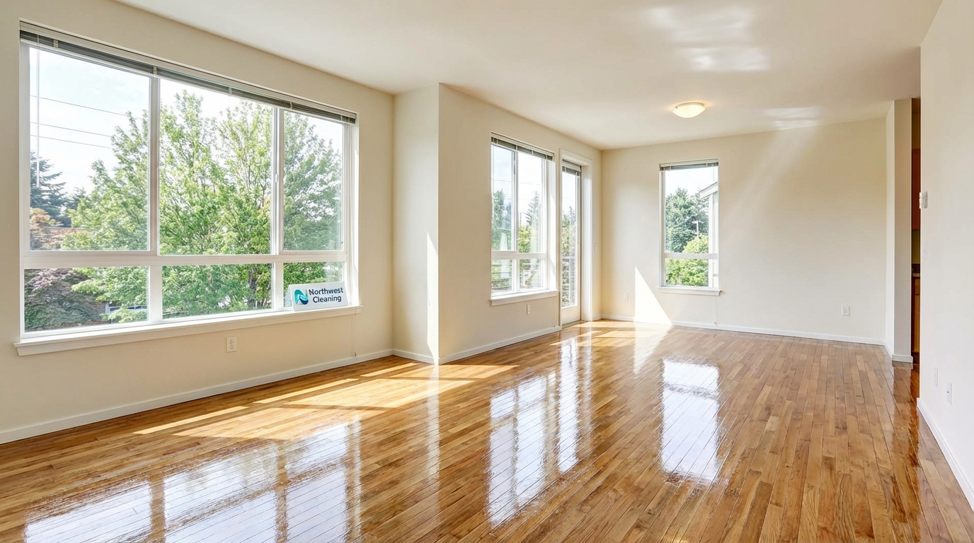 Empty, bright apartment room, perfectly clean.
