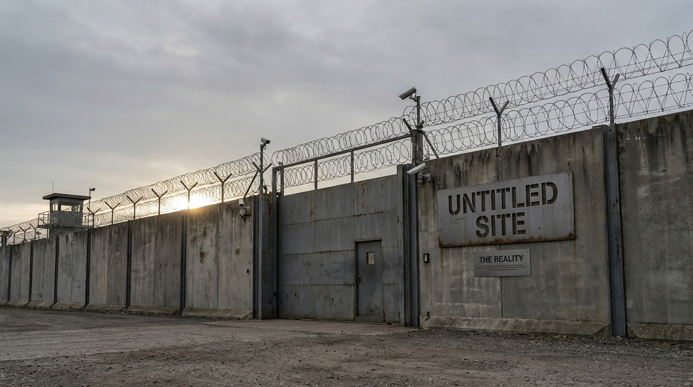 Fenced compound with razor wire