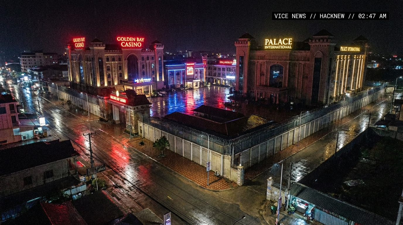 Sihanoukville Casino Compound at night